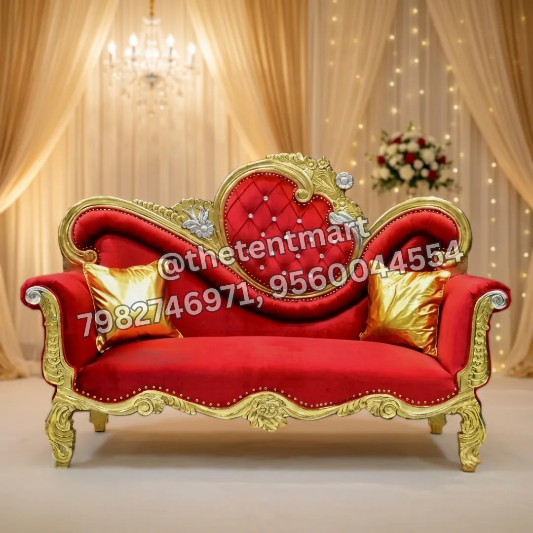 Designer Back Red and Gold Gillet Jaimala Sofa, product code RJS-332