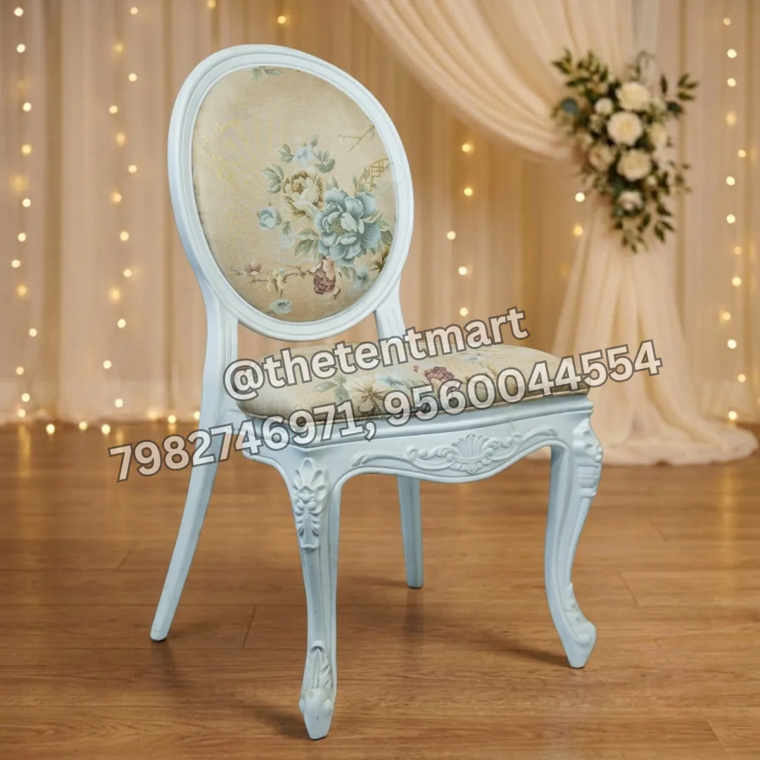 French Aesthetic Design White Cushion Imported Banquet Chair, product code ICH-100