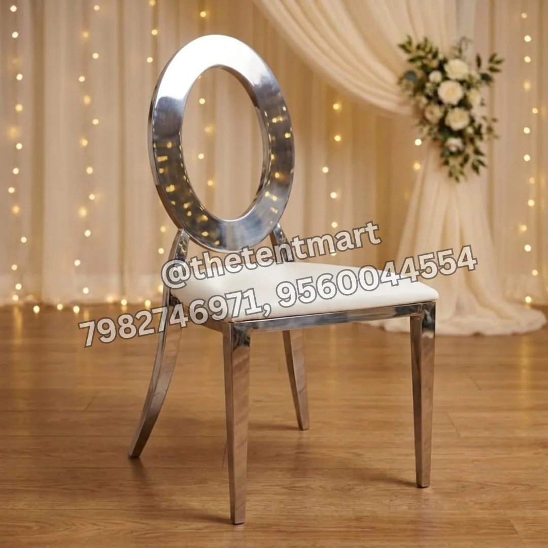 Designer Stainless Steel Oval-Shaped Imported Banquet Chair, product code ICH-51