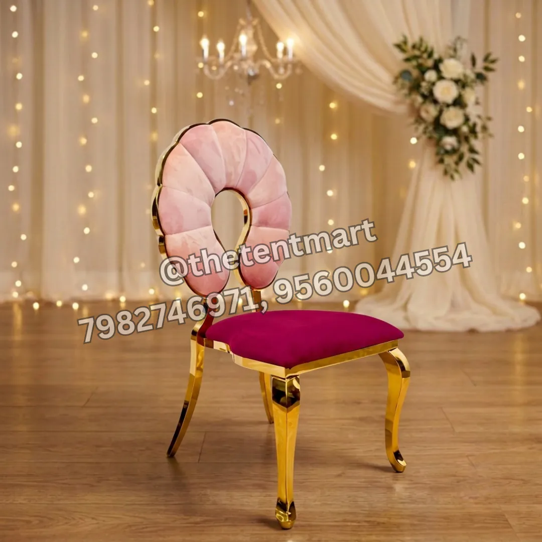 Pink and Gold Cushion Back Flower-Shaped Banquet Chair, product code ICH-61