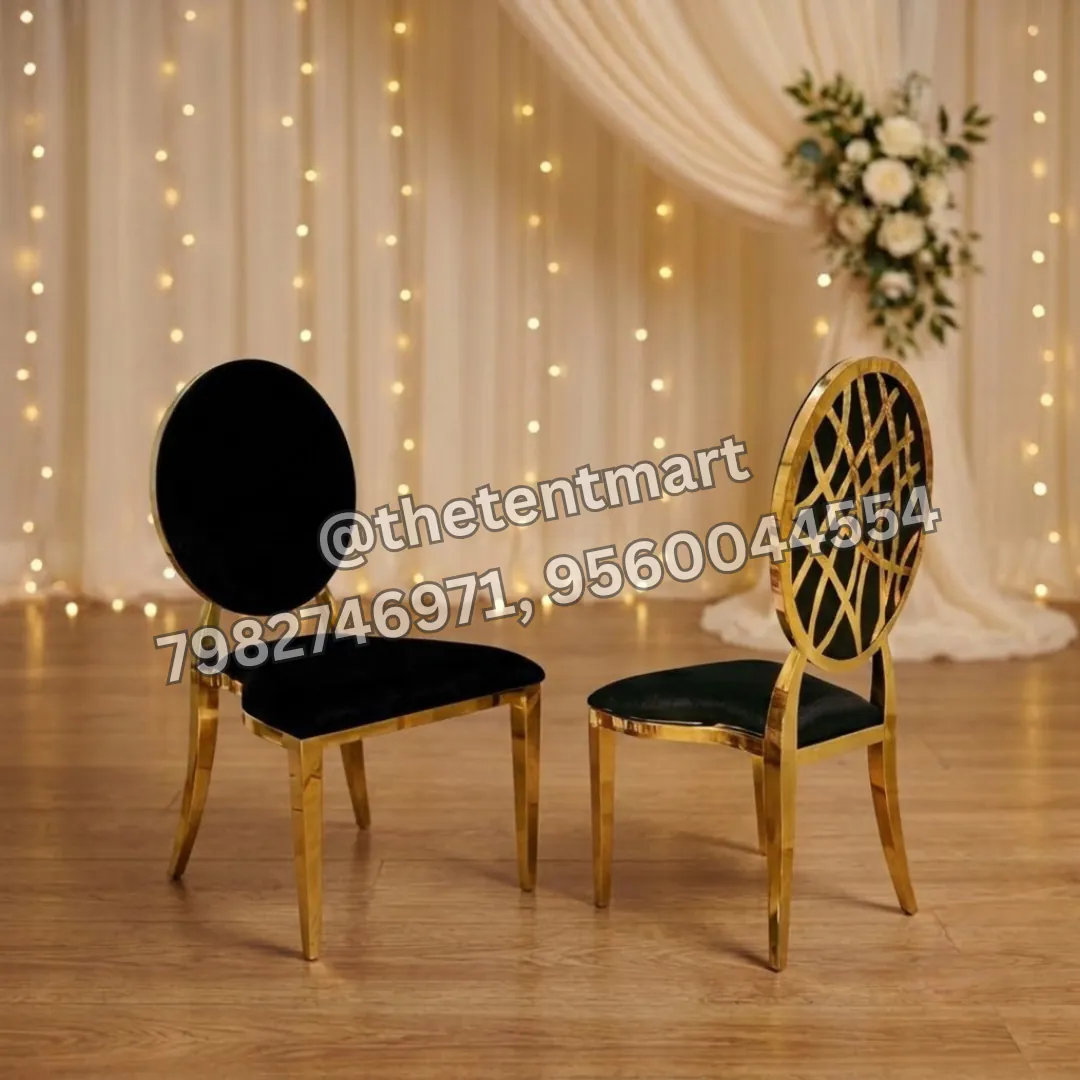 Black and Golden Comfortable Foam Cushion Banquet Chair, product code ICH-62