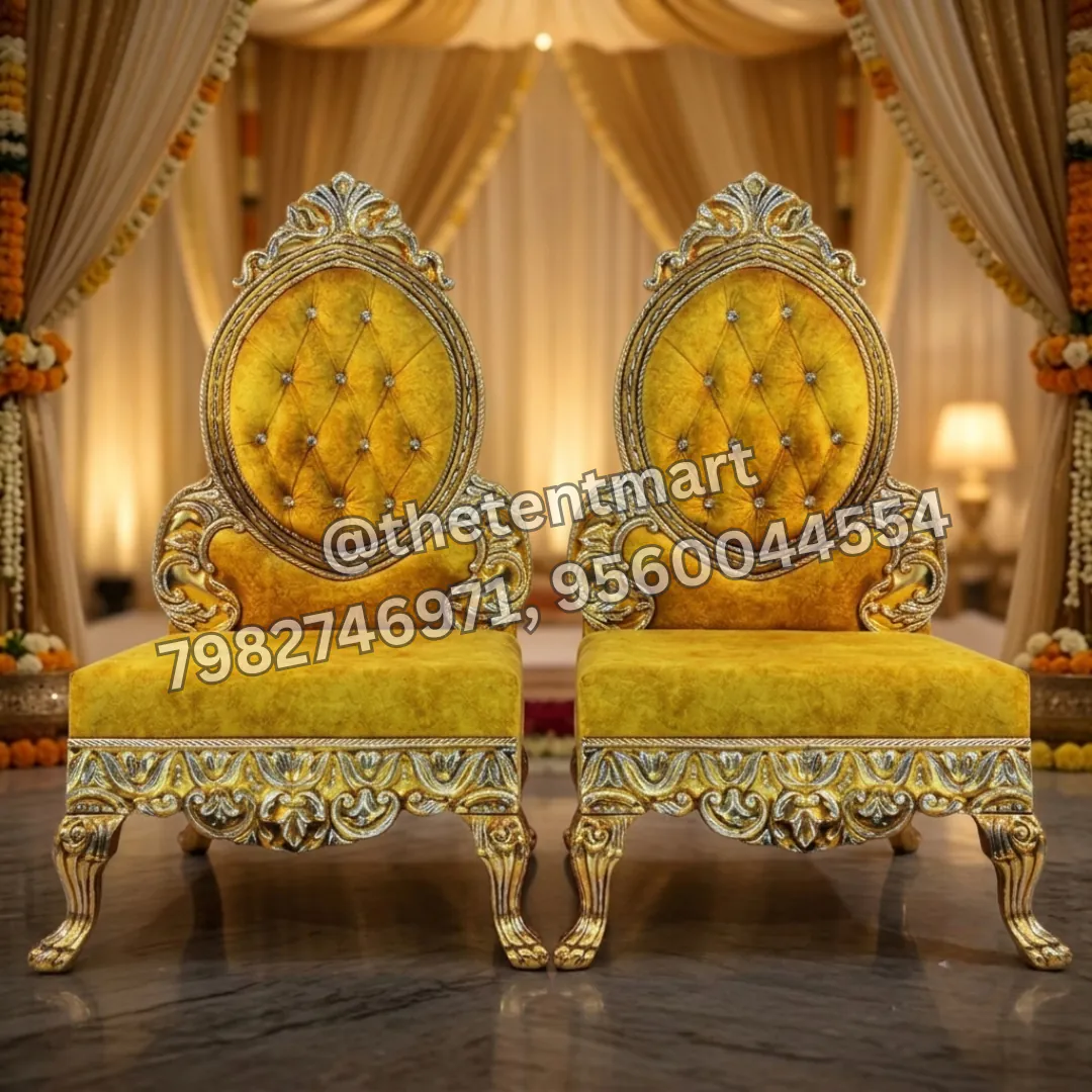 Yellow Cushion Round Back Comfortable Mandap Pata, product code CS-048