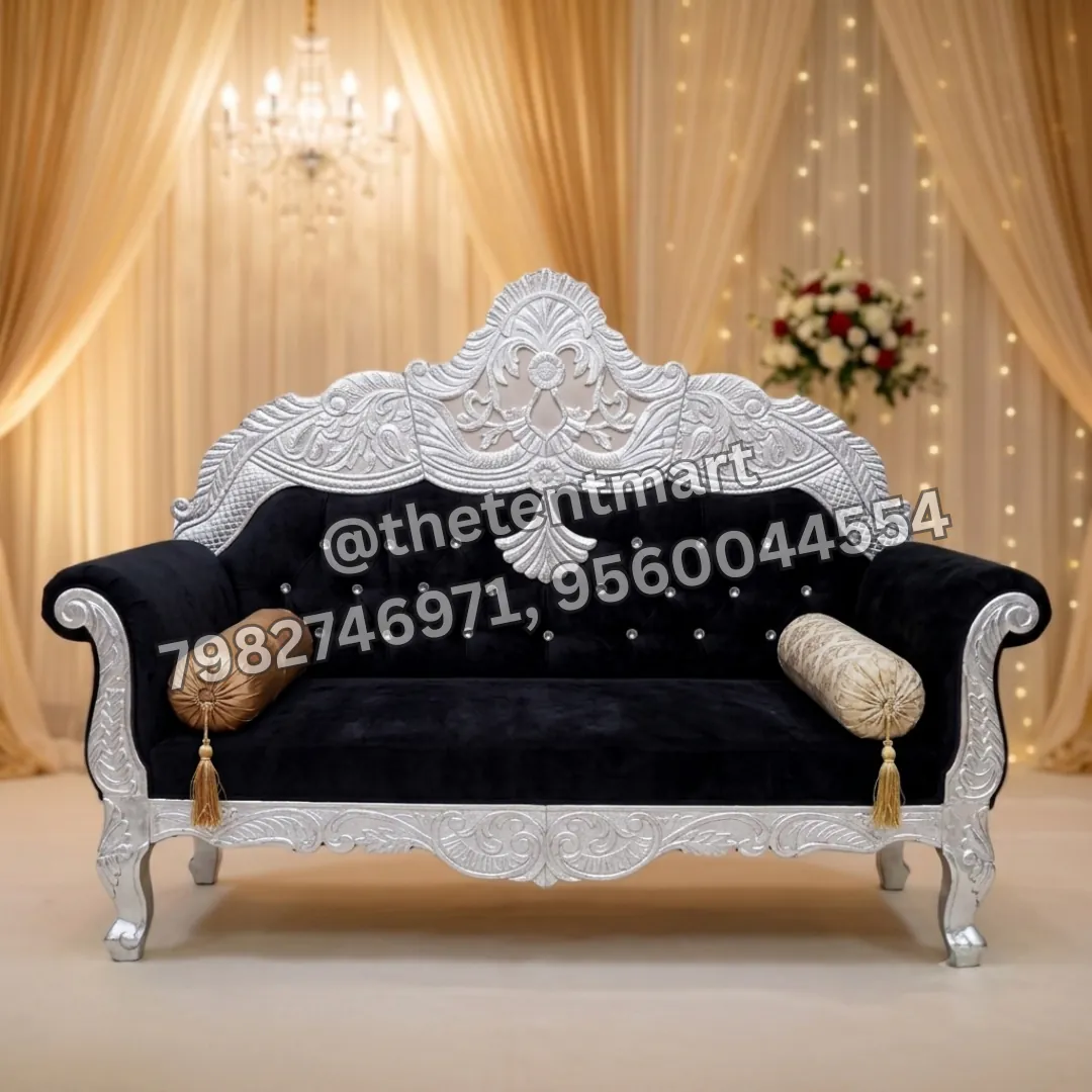 Coloured Cushion and White Frame Wedding Stage Sofa with Round Cushions, product code CSV-04