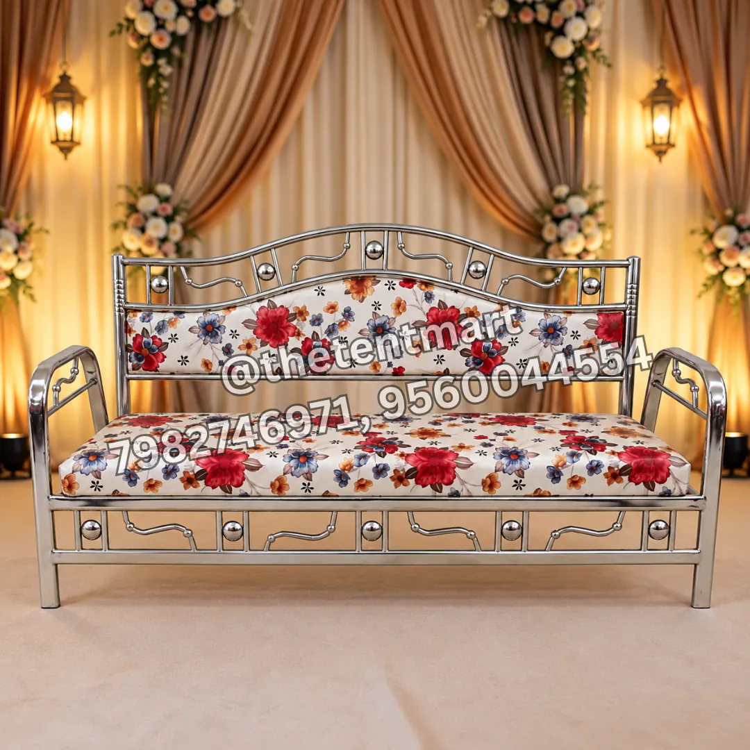 Flower Design Foam Stainless Steel Wedding Guest Sofa, product code BS-060