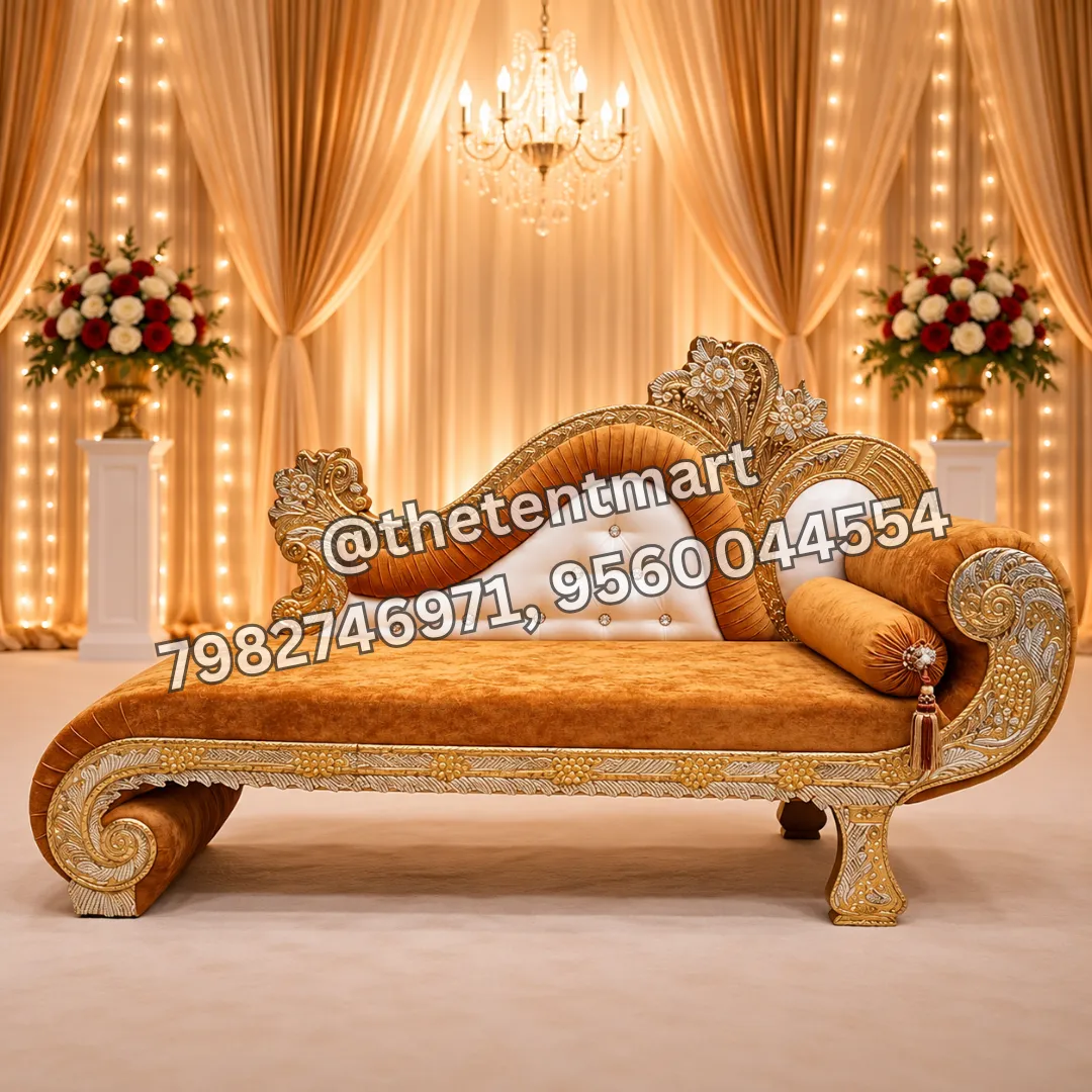 Curve Back Orange Designer Wedding Stage Sofa, product code CSV-09